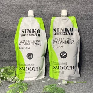 Thuốc uốn tóc nóng, kem duỗi tóc, ép tóc Sinko styling hair không mùi túi 800ml AZ008