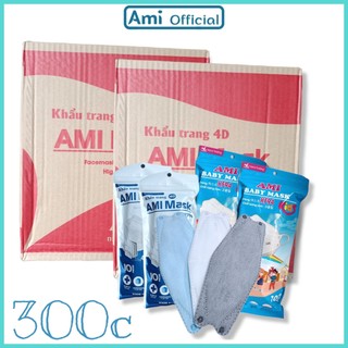 Thùng 300 chiếc khẩu trang Ami Mask KF94 4D khẩu trang cá tiêu chuẩn hàn Quốc - Ami official