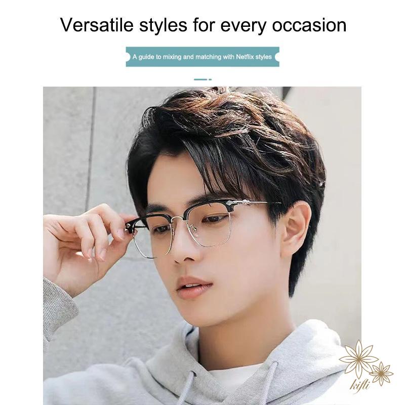 Kính mát giả cận nam nữ form nửa gọng clubmaster chống tia uv ánh sáng xanh bảo vệ mắt