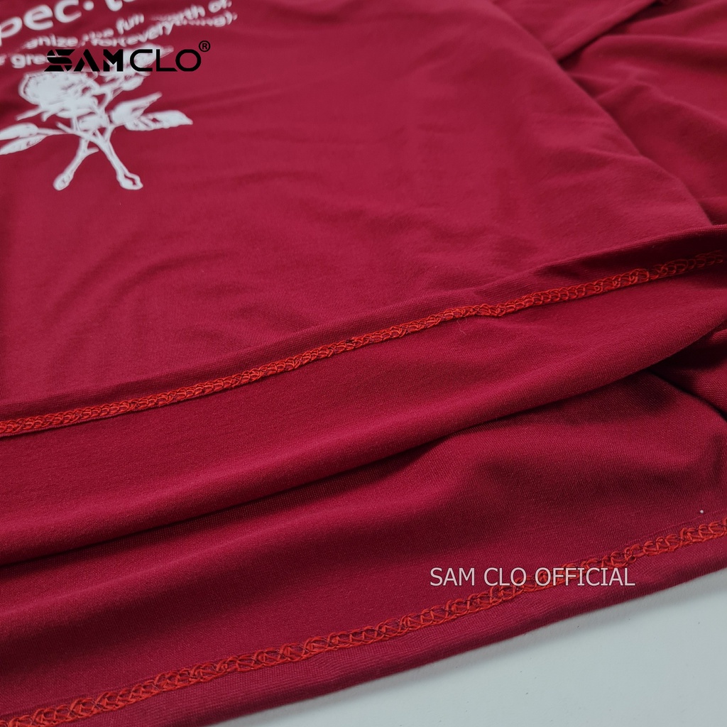 Áo phông tay lỡ nam nữ SAM CLO form rộng thun Unisex, mặc lớp, cặp, nhóm in hình HOA HỒNG chữ EXPECTATION đỏ đô