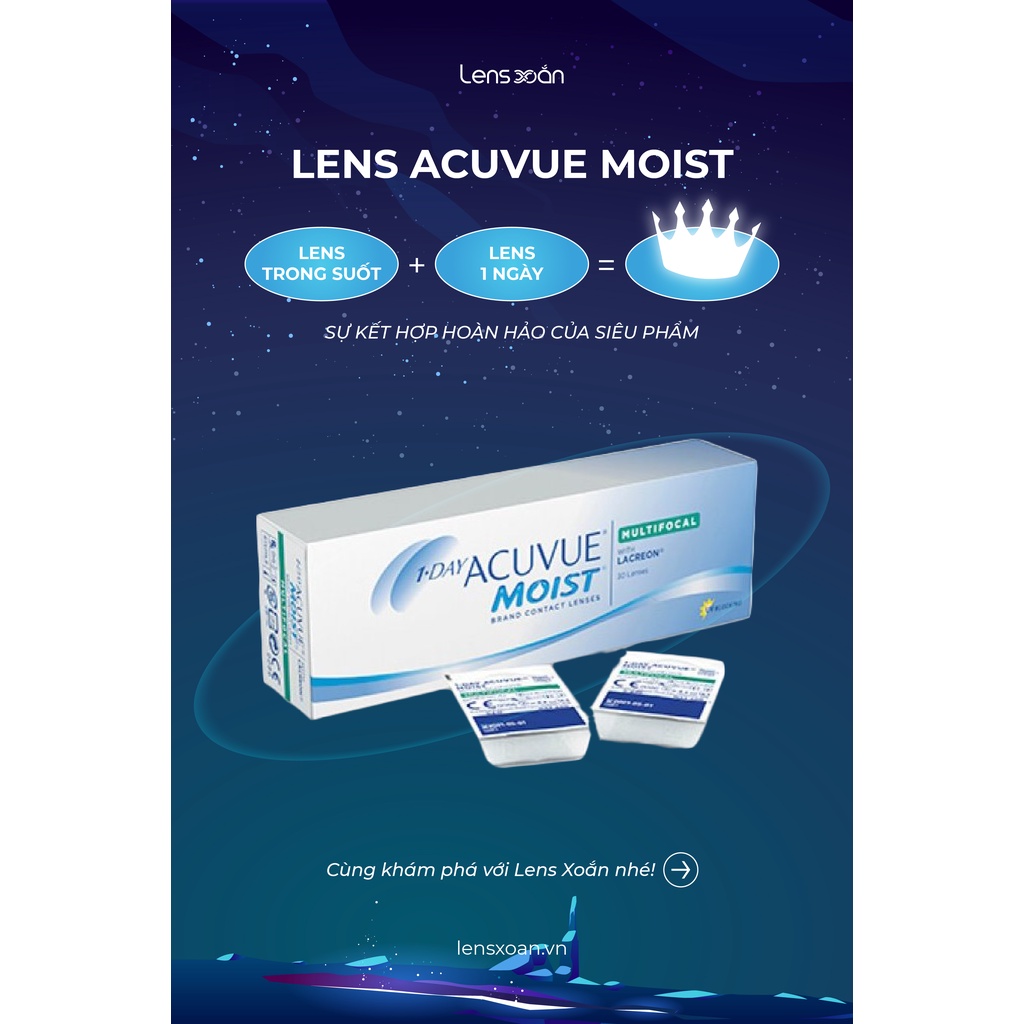 Kính áp tròng trong suốt 1 ngày LENS XOẮN lens trong không màu ACUVUE MOIST