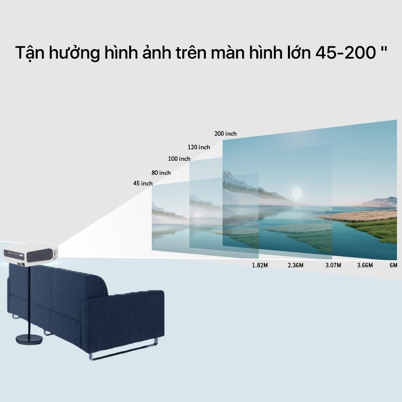Máy Chiếu Thông Minh Swanfilm XS7 hỗ trợ 4k 1920x1080P Full HD 4600lumen loa HiFi màn hình lớn 200" Airplay Eshare