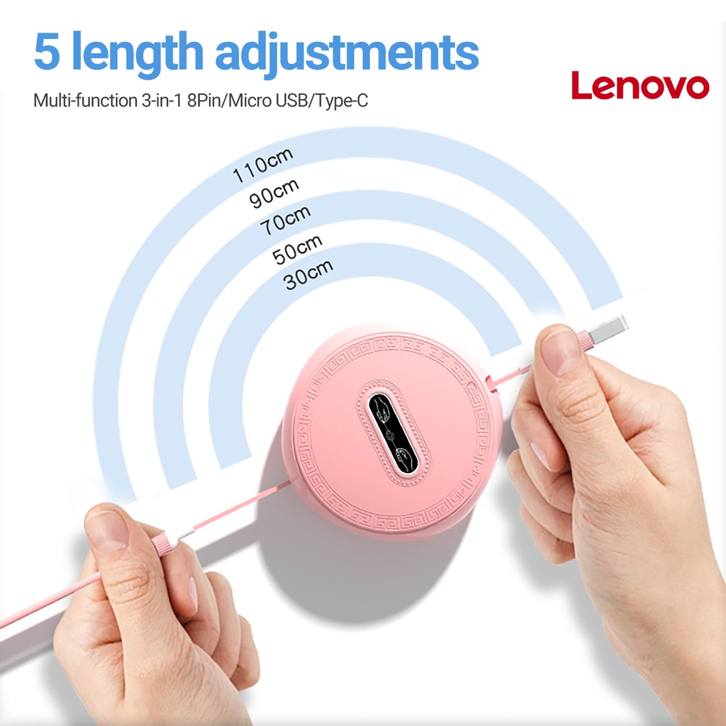 Dây cáp sạc nhanh LENOVO KC-Data 3 trong 1 8Pin / Micro USB / Type-C đa năng tiện dụng