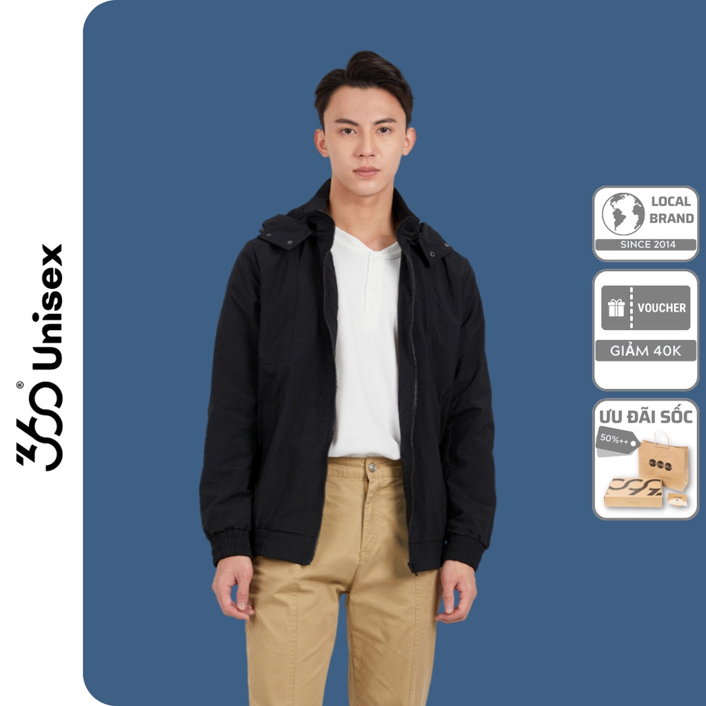 Áo Khoác Gió Nam Nữ Unisex Form Rộng 2 Lớp Chính Hãng 360 Boutique AKGTK301 - Màu (ĐEN/BE/XÁM NHẠT/XANH RÊU)