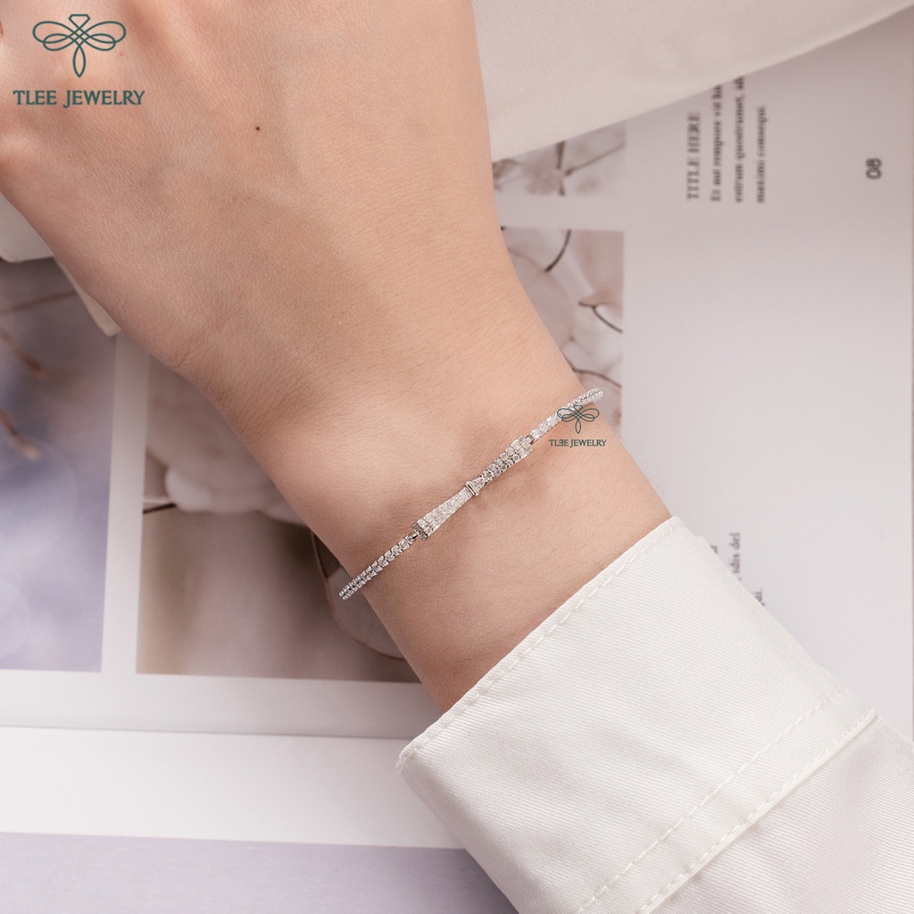 Lắc tay bạc nữ TLEE nơ đính đá dây rút cao cấp TleeJewelry LT0111