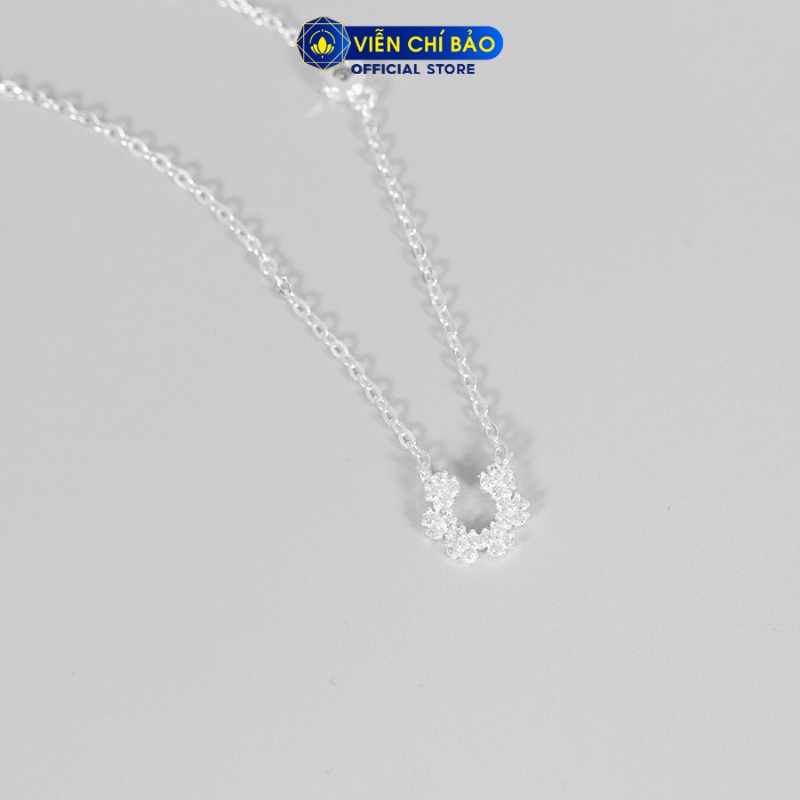 Dây chuyền bạc nữ dải hoa chữ U đính đá chất liệu bạc 925 thời trang phụ kiện trang sức Viễn Chí Bảo D400881