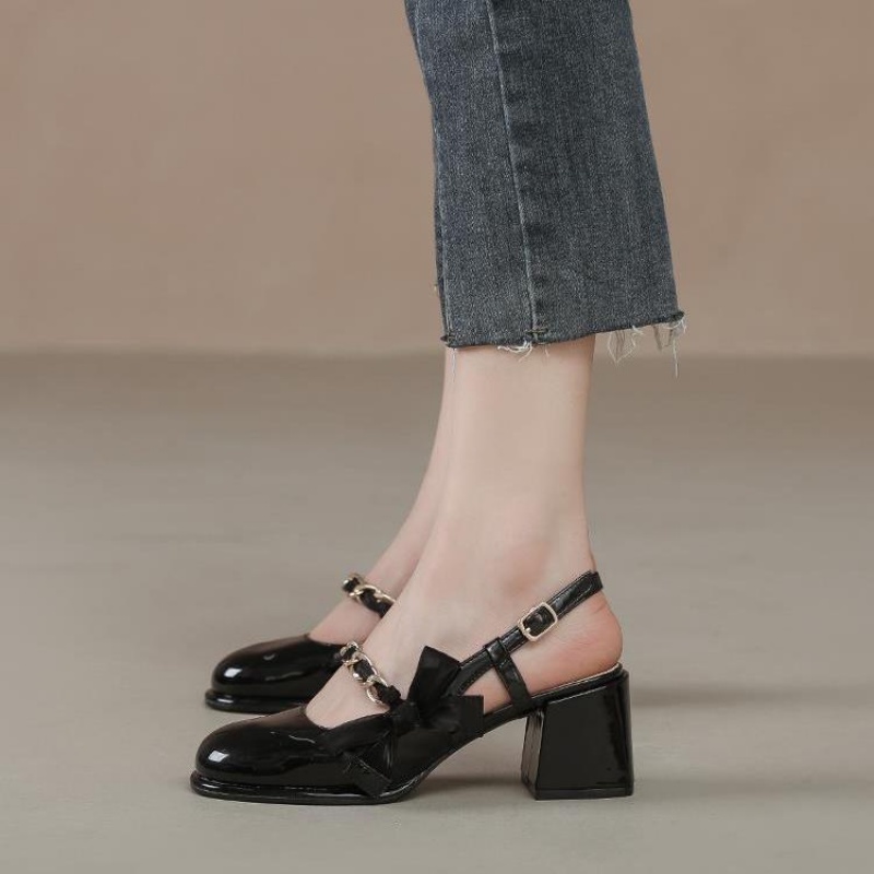 Giày Cao Gót Đế Dày Thắt Nơ Phong Cách Retro Pháp Thời Trang Mùa Hè 2022 Mới Cho Nữ