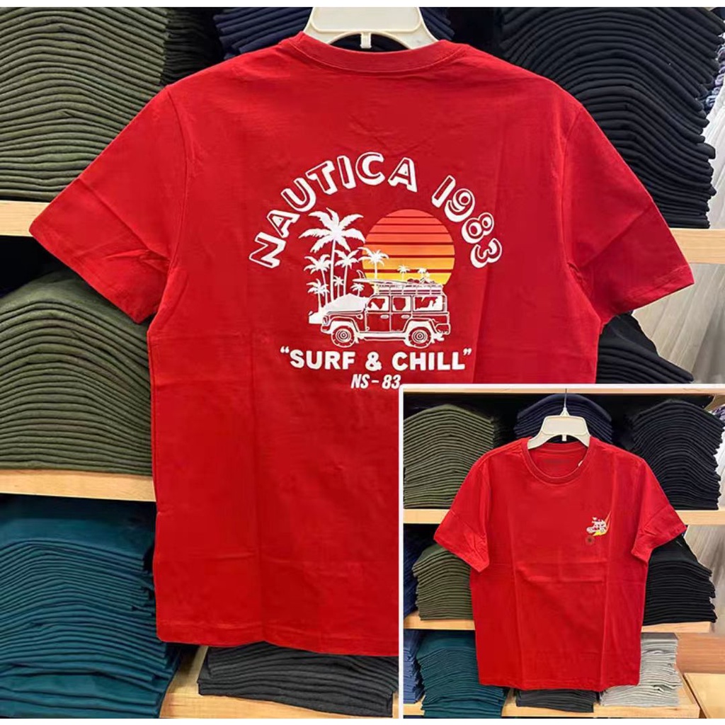 Áo Thun Tay Ngắn Cổ Tròn In Hình Nautica / Nautica Hai Mặt Thoáng Khí Thời Trang Xuân Hè Hàng Mới Dành Cho Bạn Nam