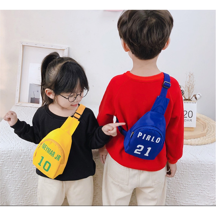 K1-Túi Đeo Chéo Phong Cách Thời Trang In Số Bóng Đá Cho Bé Trai Và Bé Gái