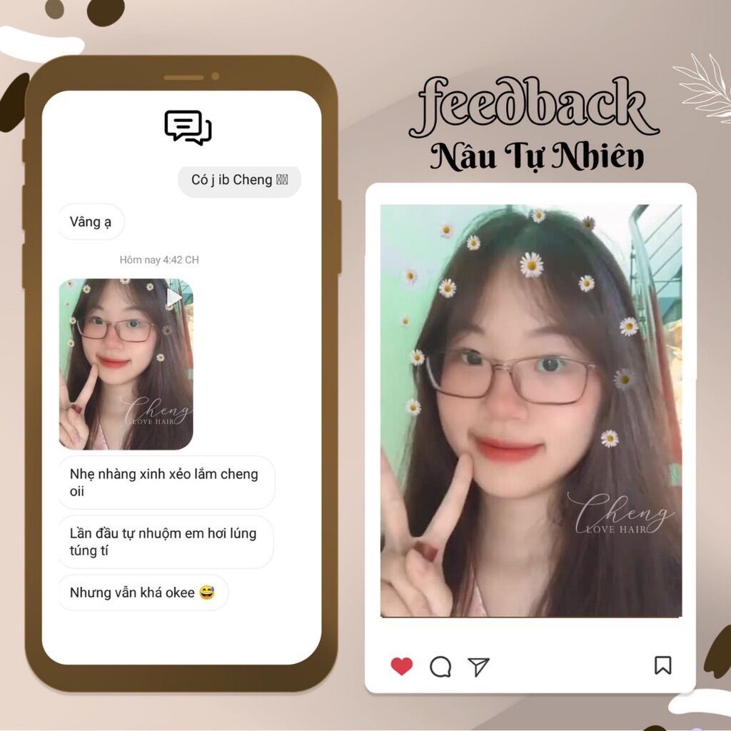 Thuốc Nhuộm Tóc Màu NÂU TỰ NHIÊN Không Tẩy | (tặng kèm oxy và gang tay)