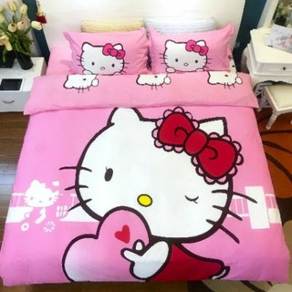 Thanh Lý Bộ Ga Gối Cotton Poly Mẫu KITTY THIÊN THẦN Dành Cho Các Bé Gái