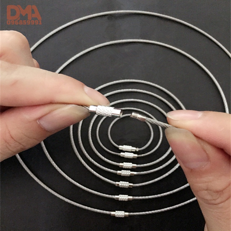 5 Vòng cáp móc khóa,dây đeo phụ kiện EDC inox