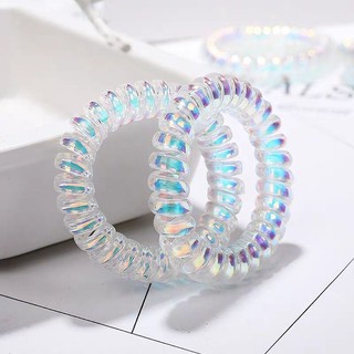 Dây cột tóc lò xo nhiều màu, buộc tóc dây xoắn màu hologram