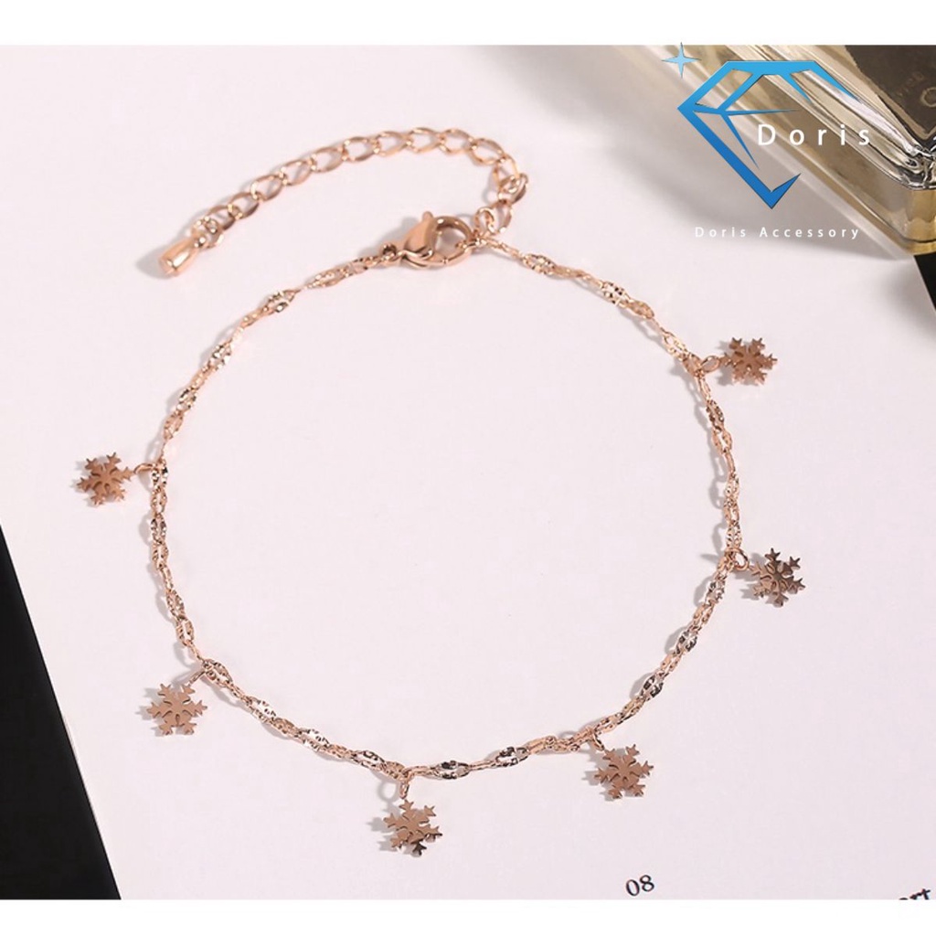 Lắc chân nữ Doris titan hoa tuyết Gold / Silver / Rose Gold TT2555