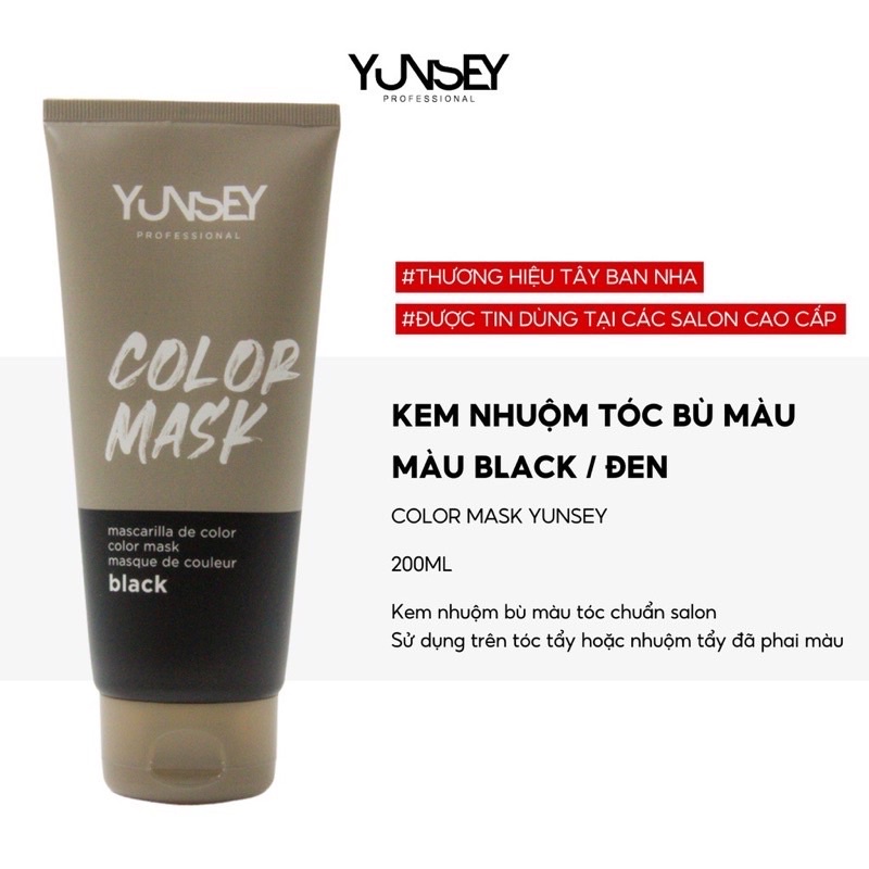 HẤP MÀU ĐEN BÓNG CHO TÓC YUNSEY COLOR MASK 200ML