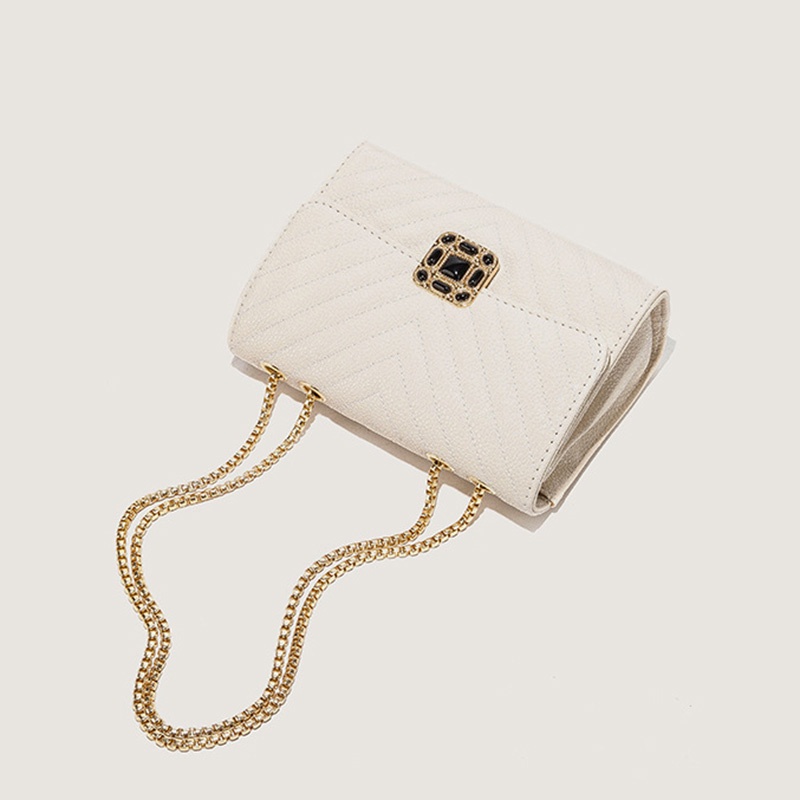 Túi Đeo Chéo Đô Thị Màu Trắng Họa Tiết Hình Thoi Đơn Giản Cho Nữ