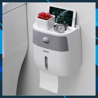 Hộp đựng giấy vệ sinh Ecoco dán tường cao cấp 2 tầng