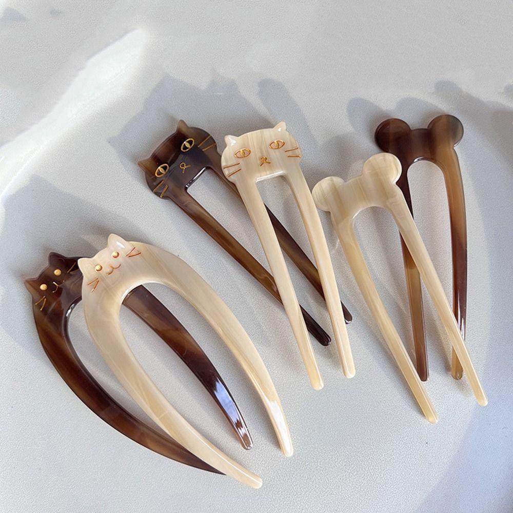 Trâm Cài Tóc Chữ U Hình Mèo / Chuột Phong Cách Hàn Quốc Thời Trang Cho Nữ