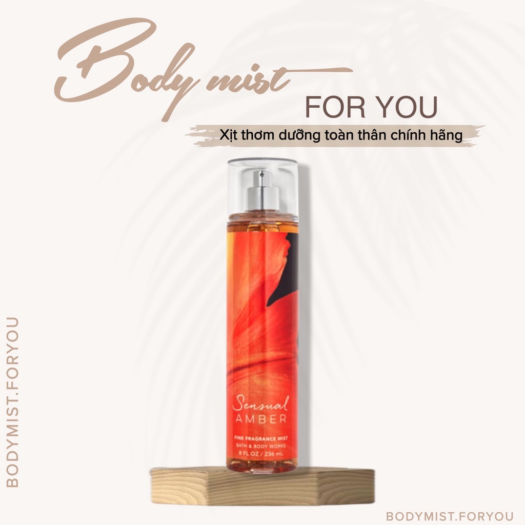 𝐁𝐨𝐝𝐲𝐦𝐢𝐬𝐭𝟒𝐔 Xịt thơm toàn thân 𝐁𝐚𝐭𝐡 & 𝐁𝐨𝐝𝐲 𝐖𝐨𝐫𝐤𝐬 Sensual Amber