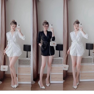 Set bộ đồ nữ tuyết nhung cổ sơ mi xoắn eo lịch sự, sang chảnh dành cho các nàng đẹp mang đi chơi, đi làm
