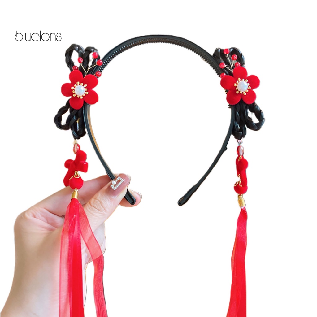 Băng Đô Cài Tóc Đính Nơ Tua Rua Phong Cách Trung Hoa Cho Bé Gái