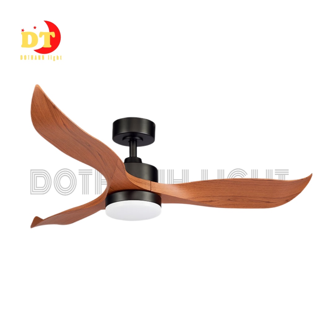 Quạt trần DOTHANH LIGHT 3 cánh cho chung cư trần thấp đơn giản gọn gàng êm gió có đèn led dktx DHT
