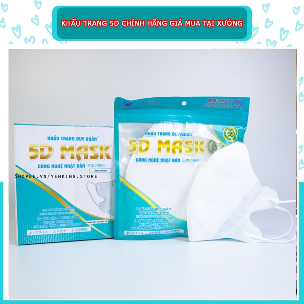 Khẩu trang 5D Nam Anh,Phượng Cát ... lẻ hộp 10 chiếc trắng
