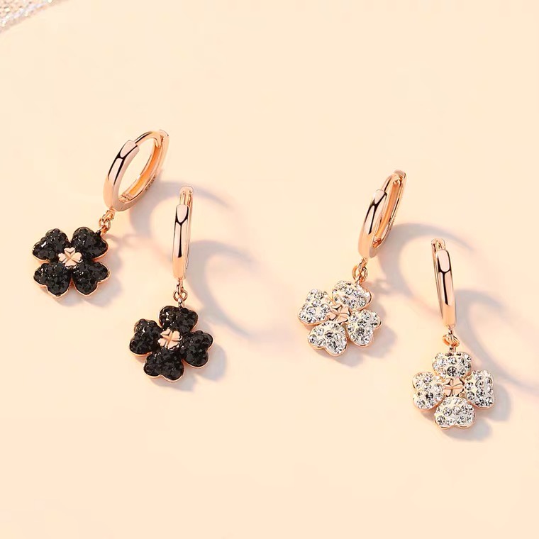 Khuyên tai bạc ý 925 mạ vàng hồng 18k pha lê Swarovski CECY DCECO1