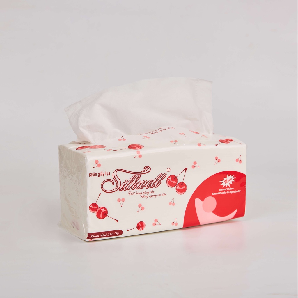 Combo 6 giấy ăn rút lụa 280 tờ Silkwell bột giấy Indo nhập khẩu cao cấp
