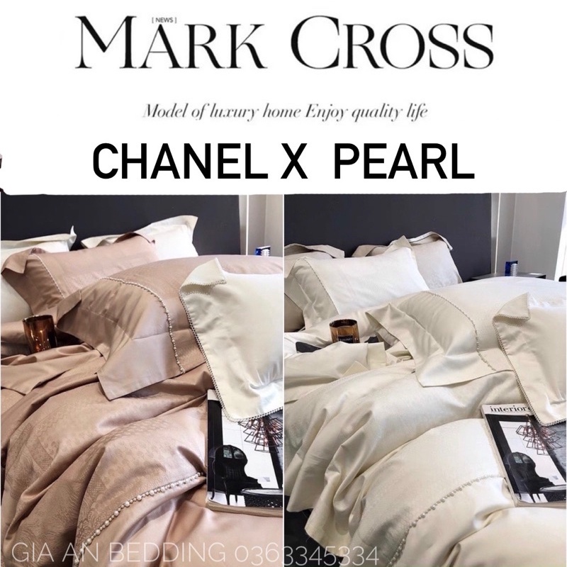 Bộ chăn Ga Lụa thêu 100s Chanel x MarkCross sang trọng đẳng cấp 5 sao