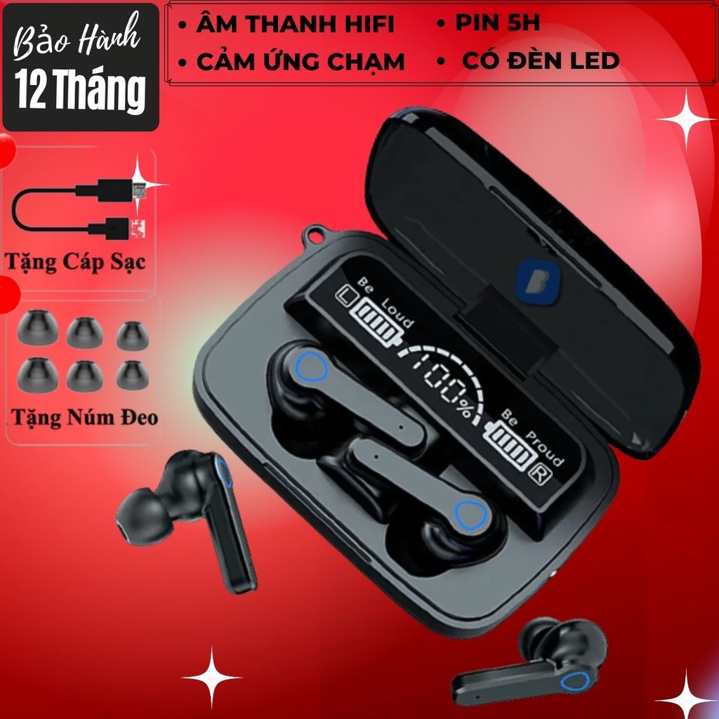 Tai Nghe Bluetooth Không Dây M19 Cảm Ứng, Hỗ Trợ Đàm Thoại, Nghe Nhạc, Màn Hình Led, Có Đèn Pin Soi - BH 12 Tháng