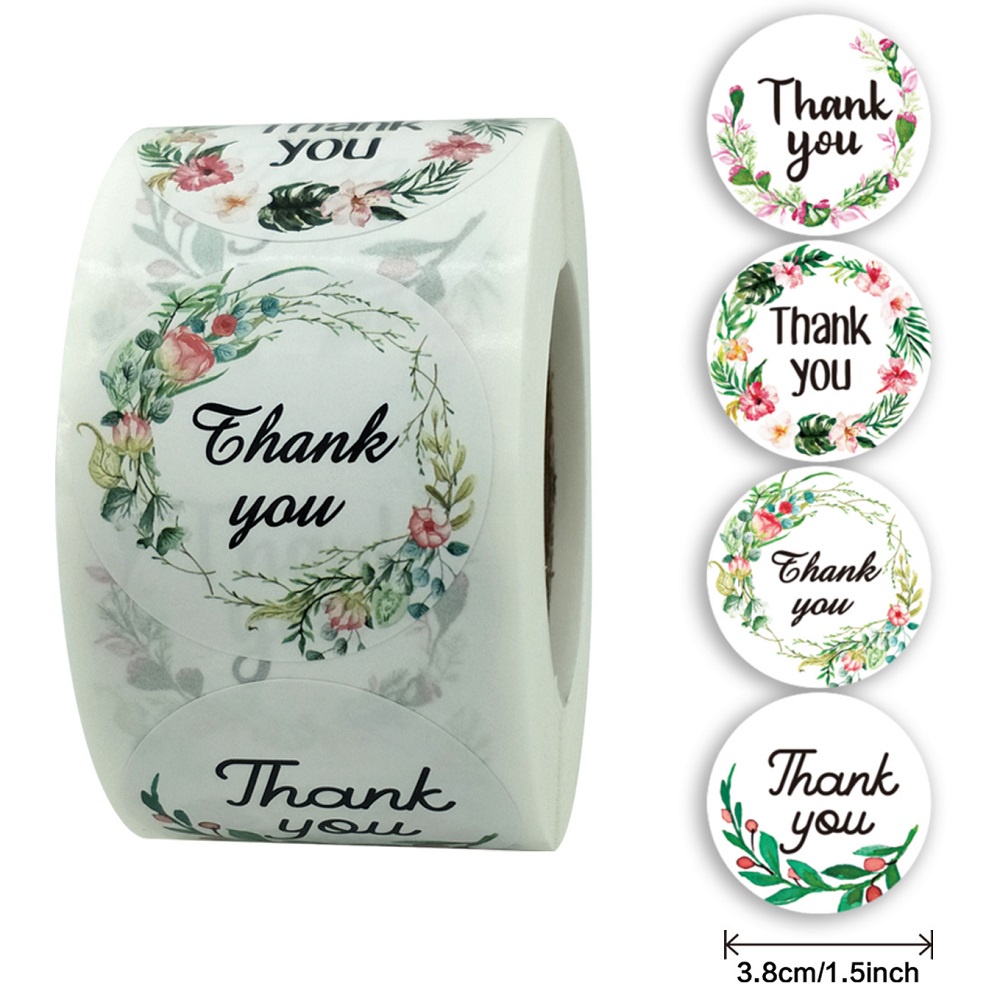 Cuộn 500 Sticker Thank You, Nhãn dán cảm ơn, Tem Thank You 2,5cm - 3,8cm