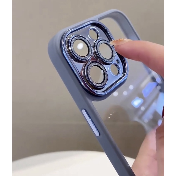 Ốp lưng trong viền màu camera gắn nhũ cho iPhone 11, 11 Pro max, 12 Pro Max chính hãng Meruyi sang trọng