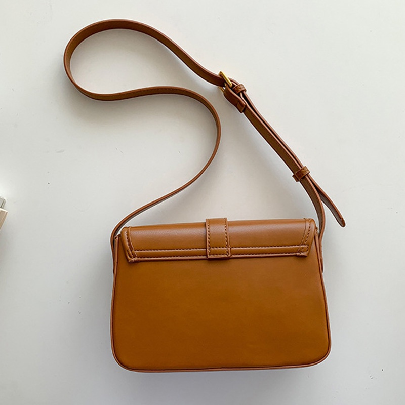 Túi Đeo Chéo Nắp Lật Màu Trơn Phong Cách Hàn Quốc Cổ Điển Cho Nữ