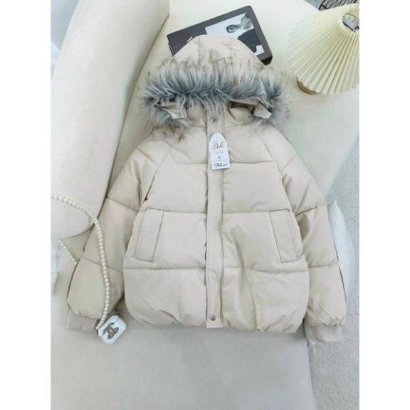 Áo Phao Béo Kèm Mũ Lông, Phao 3 Lớp Siêu Dày Dặn, Kiểu Dáng Năng Động Trẻ Trung Vintage 2 Màu Đen,Be Basic