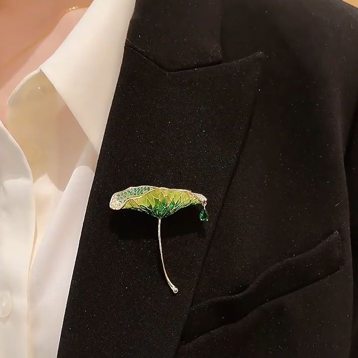 Ghim Cài Áo Hình Lá Sen Bằng Kim Loại Cao Cấp Phong Cách Dân Tộc Dành Cho Nữ