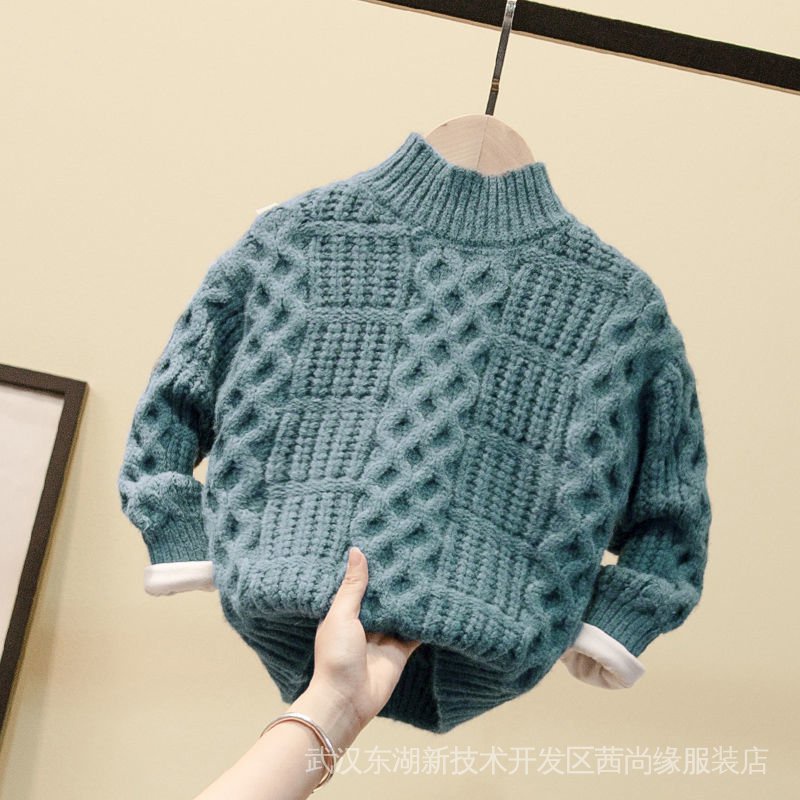 Áo Sweater Dày Chui Đầu Lót Lông Cừu Thời Trang Thu Đông Phong Cách Mới Cho Bé Trai