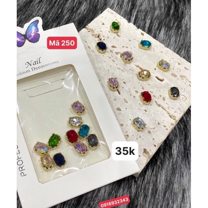 Đá Oval bọc chân kim loại-M250-gói 10 viên