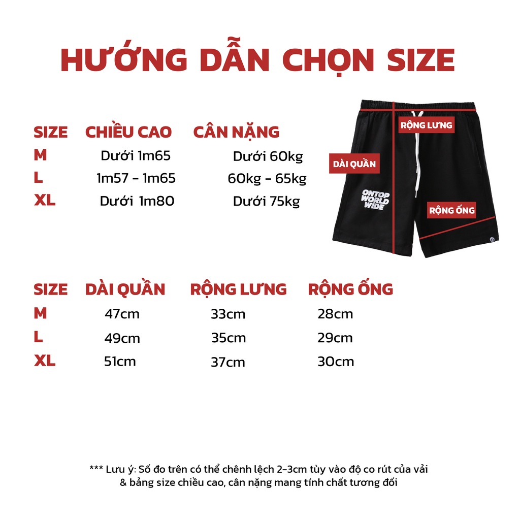 Quần short nam kaki lưng thun màu đen Basic Logo local brand ONTOP | O18-Q5