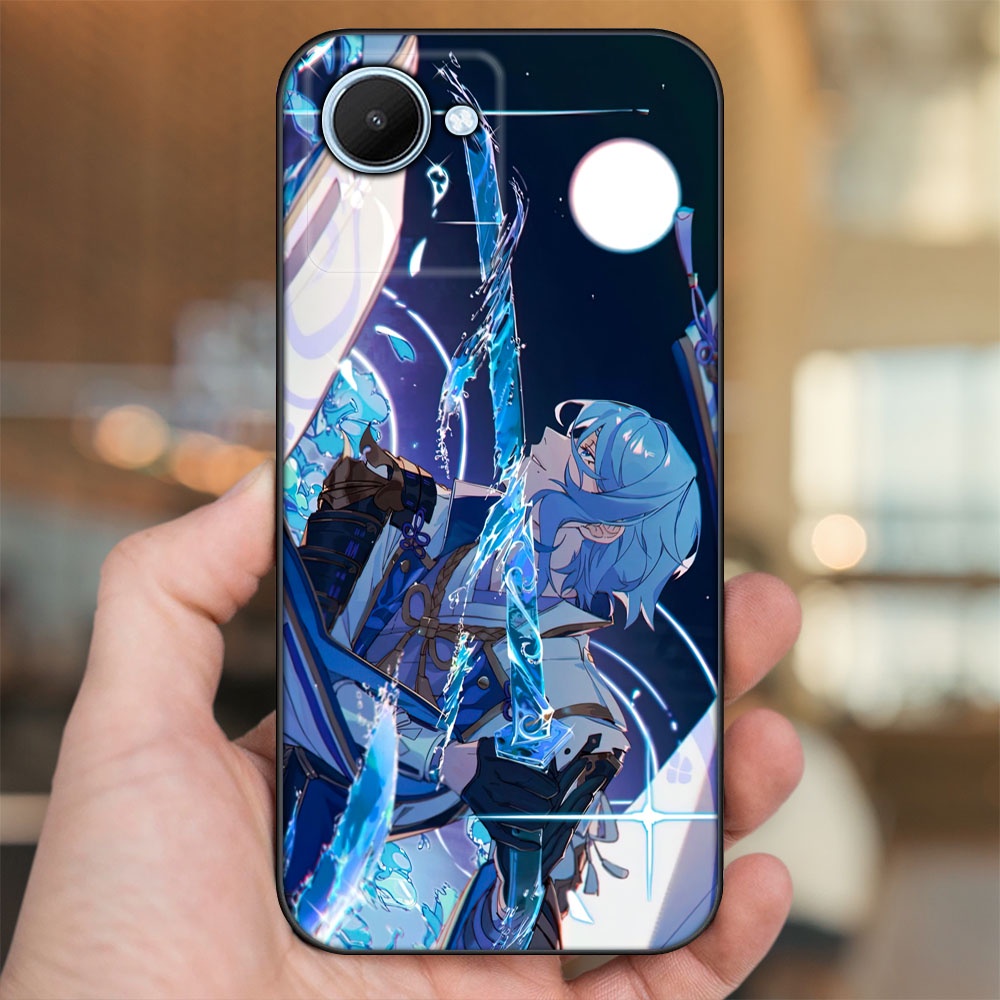 Ốp lưng Realme C30s viền đen in hình Kamisato Ayato Genshin Impact
