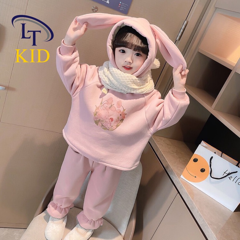Bộ thu đông Bé Gái tai thỏ siêu xinh cho bé 6-18kg