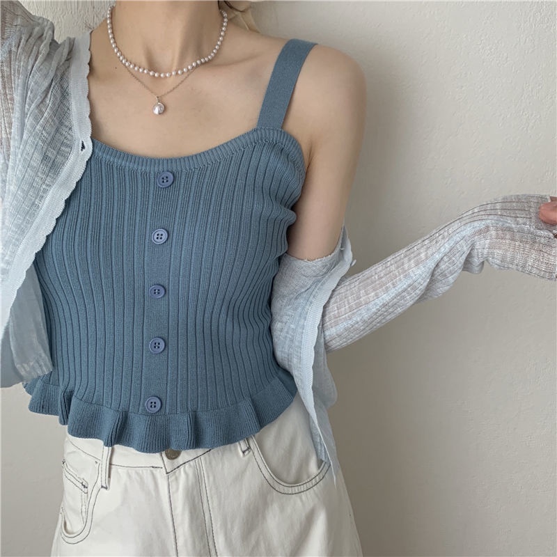 Áo Dệt Kim Không Tay Dáng Ôm Thời Trang Mùa Hè Dành Cho Nữ