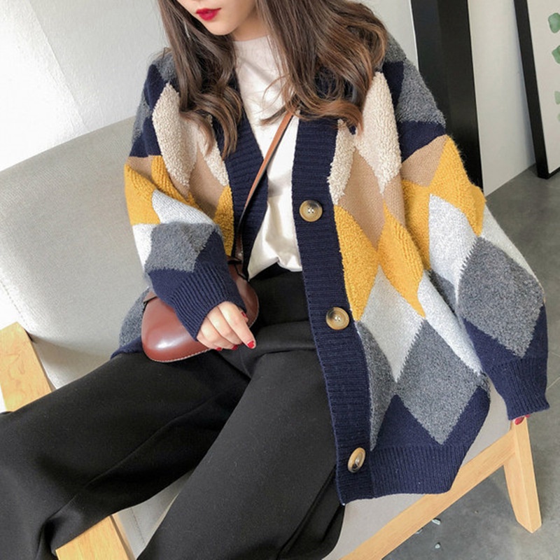 Áo Khoác Cardigan Dệt Kim Cổ Chữ V Dáng Rộng Phong Cách Hàn Quốc Thời Trang Xuân Thu 2022 Cho Nữ