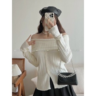 Áo Trễ Vai Len Cài Cúc (ảnh cận chất)