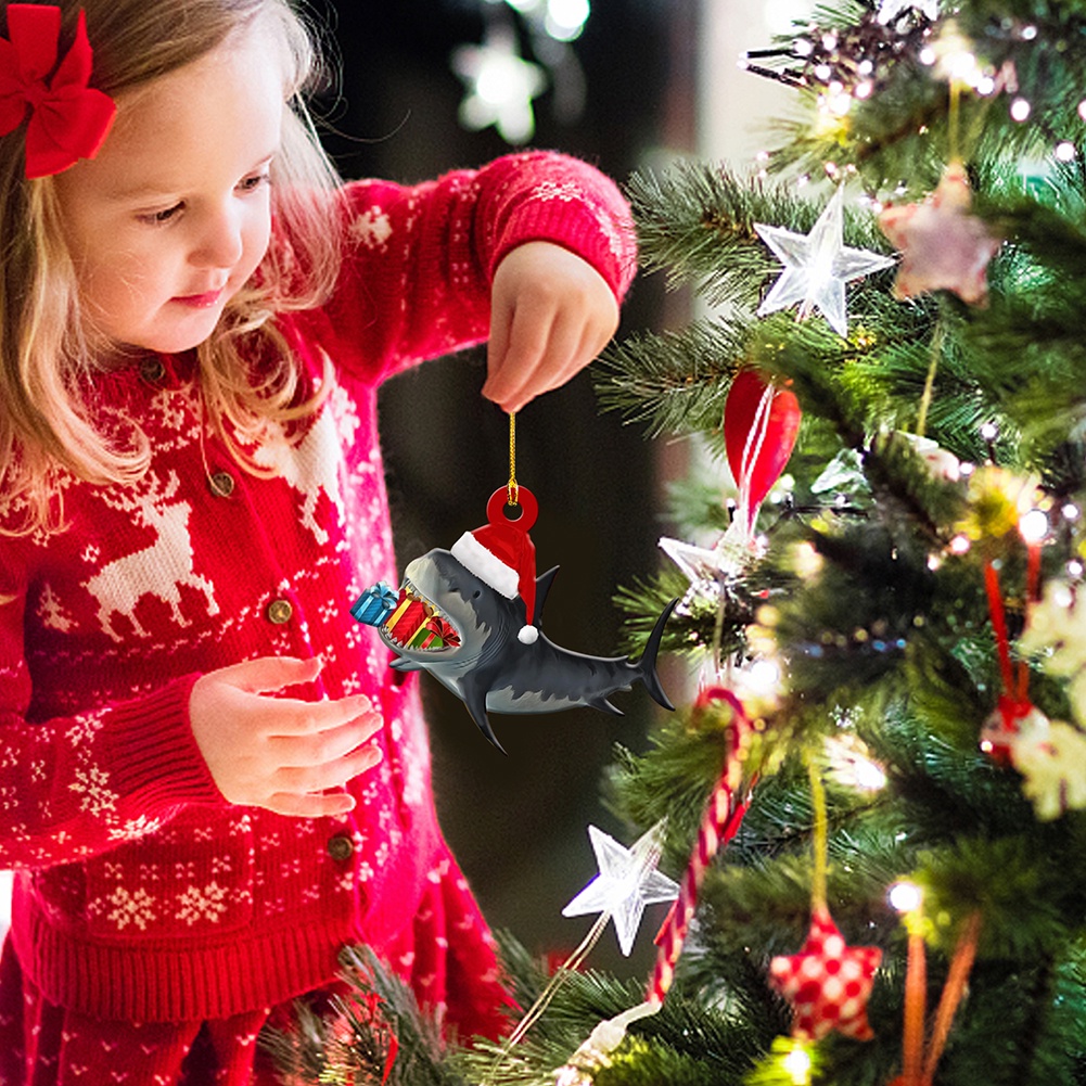 Trang trí cây thông Noel Mặt dây chuyền cá mập Giáng sinh đáng yêu Trang trí cây thông Noel bán chạy nhất Trang trí ngày lễ Cây Giáng sinh thủ công Xu hướng Quà tặng Giáng sinh độc đáo