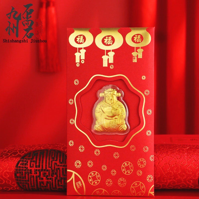 Bao Lì xì tết Quý Mão 2023 - Lì Xì Thần Tài Mạ Vàng - Mèo Mạ Vàng 24K Hồng Kông Màu Đỏ May Mắn Rước Tài Lộc Giá Sỉ