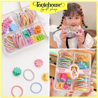 Set kẹp tóc mini Thun Cột Tóc Lông Mềm Mại Xinh Xắn Cho Bé Gái - Nhà Mỡ Mỡ