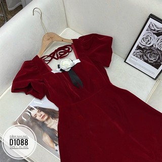 ĐẦM NHUNG KÈM TAG HOA BIGSIZE D1088