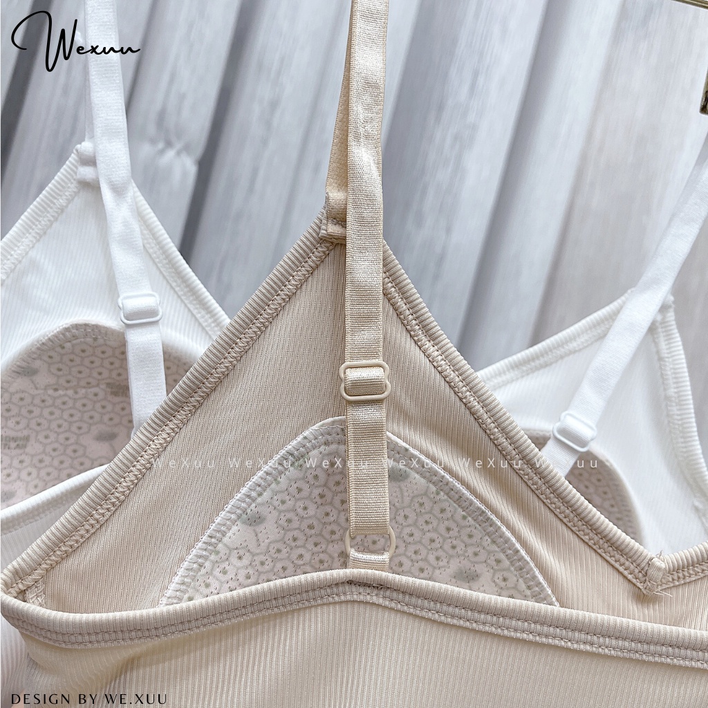 Áo bra nữ hai dây phối bo viền chân ngực kiểu dáng thể thao chất liệu Cotton- WeXuu BR24