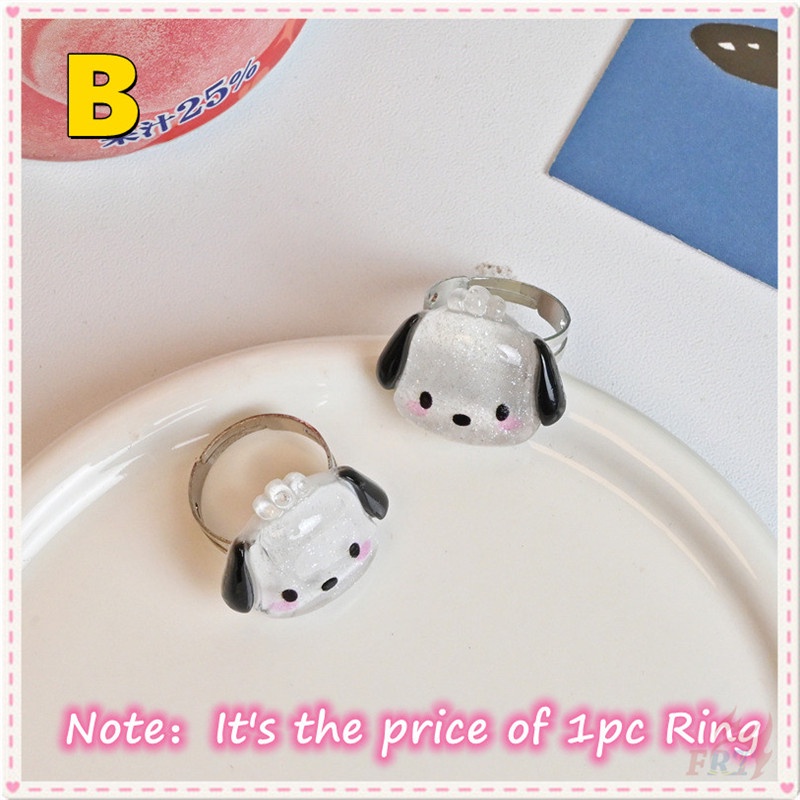 ☀ Cinnamoroll / Melody / Kuromi / Pochacco / Pom Pom Purin - Nhẫn Nhân Vật Hoạt Hình ☀ 1 Chiếc Nhẫn Hình Tròn Có Thể Điều Chỉnh Kích Thước Dành Cho Fan Ngọt Ngào